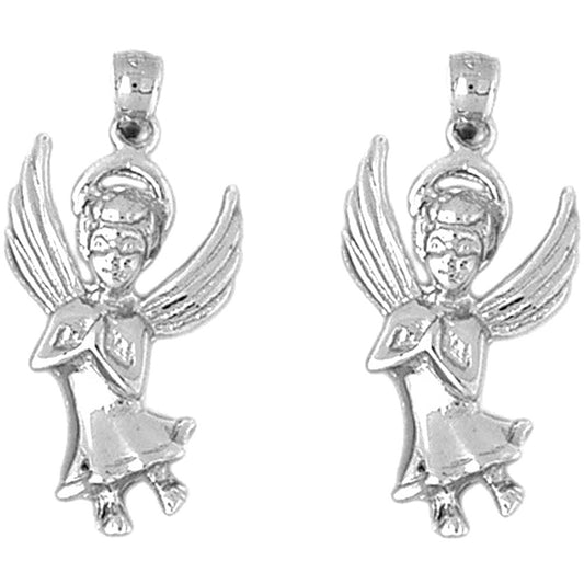 Sterling Silver 29mm Angel Earrings