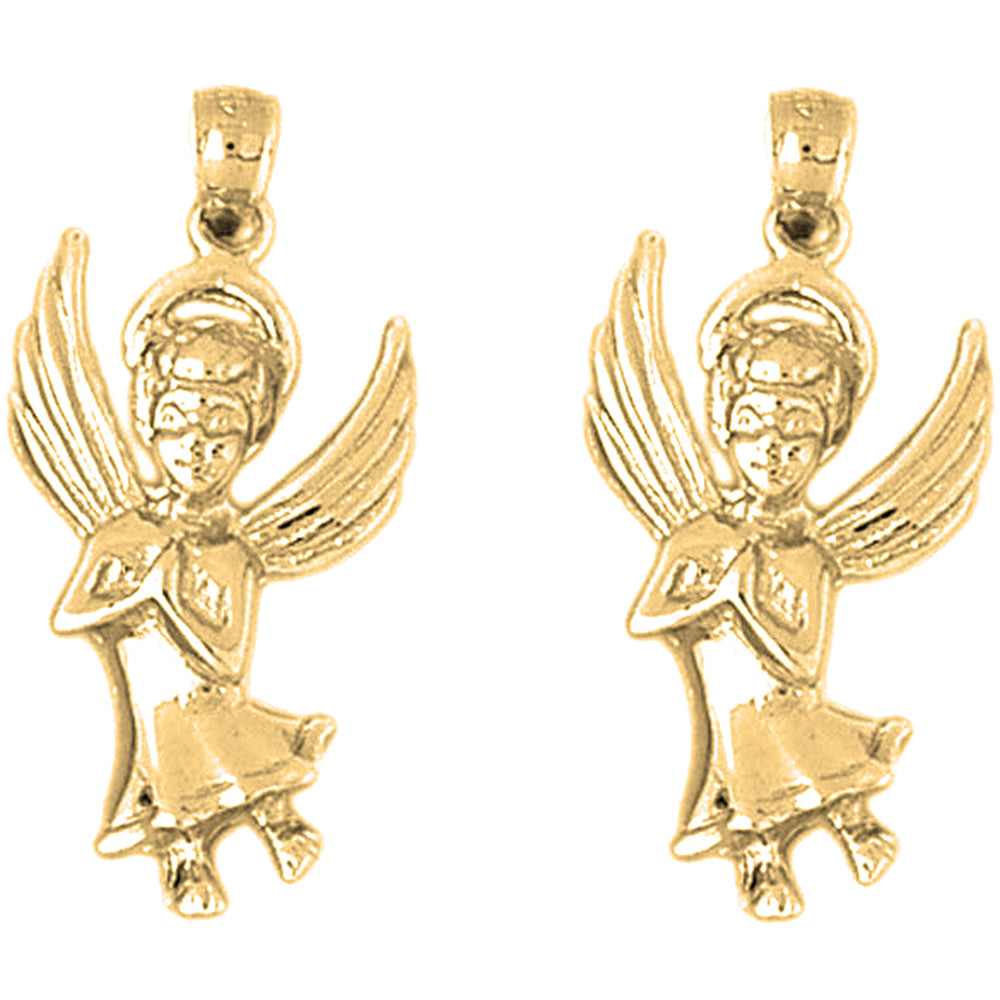 Yellow Gold-plated Silver 29mm Angel Earrings