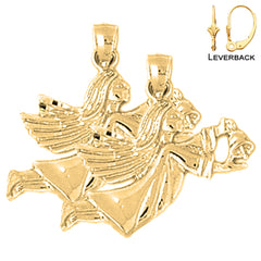 Sterling Silver 22mm Angel Earrings (White or Yellow Gold Plated)