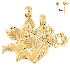 Sterling Silver 22mm Angel Earrings (White or Yellow Gold Plated)