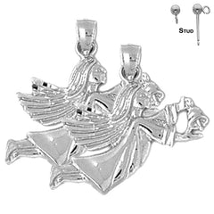 Sterling Silver 22mm Angel Earrings (White or Yellow Gold Plated)