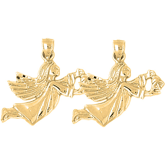 Yellow Gold-plated Silver 22mm Angel Earrings