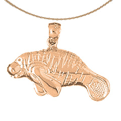 10K, 14K or 18K Gold Manatee Pendant