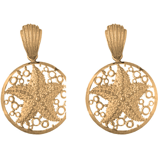 Yellow Gold-plated Silver 39mm Starfish Earrings