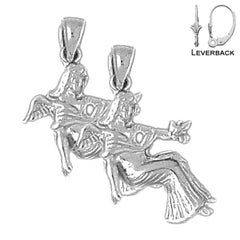 Sterling Silver 30mm Angel Earrings (White or Yellow Gold Plated)