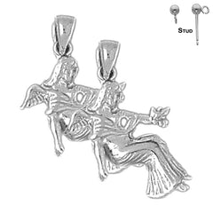 Sterling Silver 30mm Angel Earrings (White or Yellow Gold Plated)