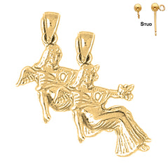 Sterling Silver 30mm Angel Earrings (White or Yellow Gold Plated)