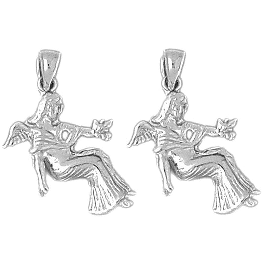 Sterling Silver 30mm Angel Earrings