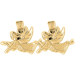 Yellow Gold-plated Silver 16mm Angel Earrings