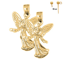 Sterling Silver 27mm Angel Earrings (White or Yellow Gold Plated)