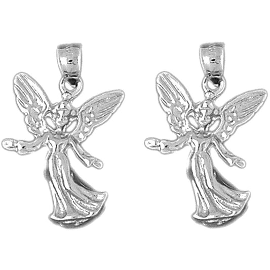 Sterling Silver 27mm Angel Earrings