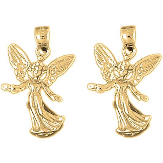 Yellow Gold-plated Silver 27mm Angel Earrings