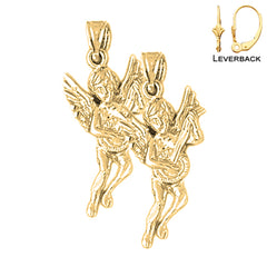 Sterling Silver 29mm Angel Earrings (White or Yellow Gold Plated)