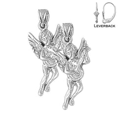 Sterling Silver 29mm Angel Earrings (White or Yellow Gold Plated)