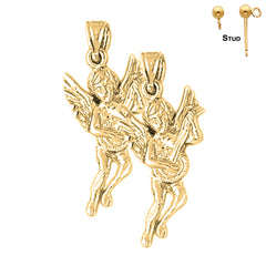Sterling Silver 29mm Angel Earrings (White or Yellow Gold Plated)
