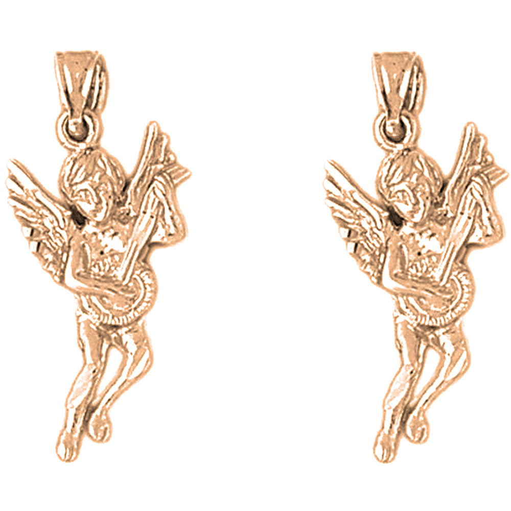 14K or 18K Gold 29mm Angel Earrings