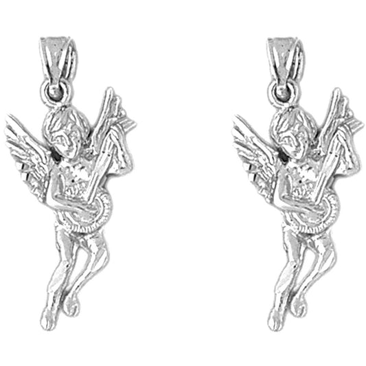 Sterling Silver 29mm Angel Earrings