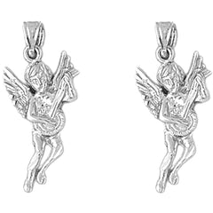 Sterling Silver 29mm Angel Earrings