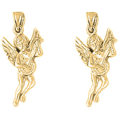 Yellow Gold-plated Silver 29mm Angel Earrings
