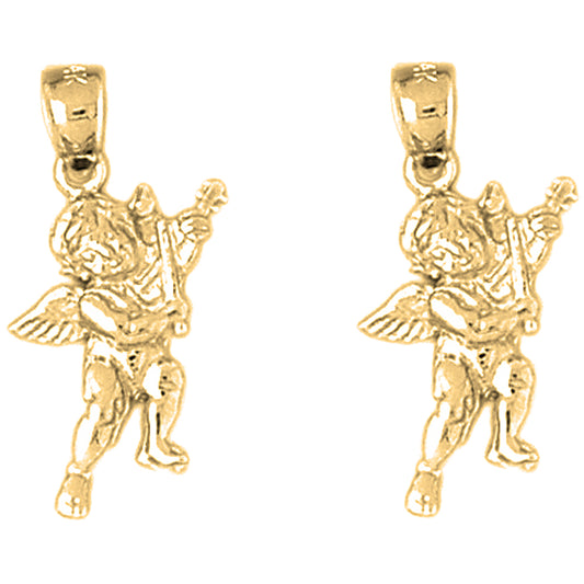 Yellow Gold-plated Silver 25mm Angel Earrings