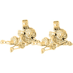 Yellow Gold-plated Silver 18mm Angel Earrings