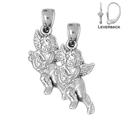 Sterling Silver 26mm Angel Earrings (White or Yellow Gold Plated)