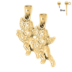 Sterling Silver 26mm Angel Earrings (White or Yellow Gold Plated)