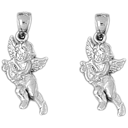Sterling Silver 26mm Angel Earrings