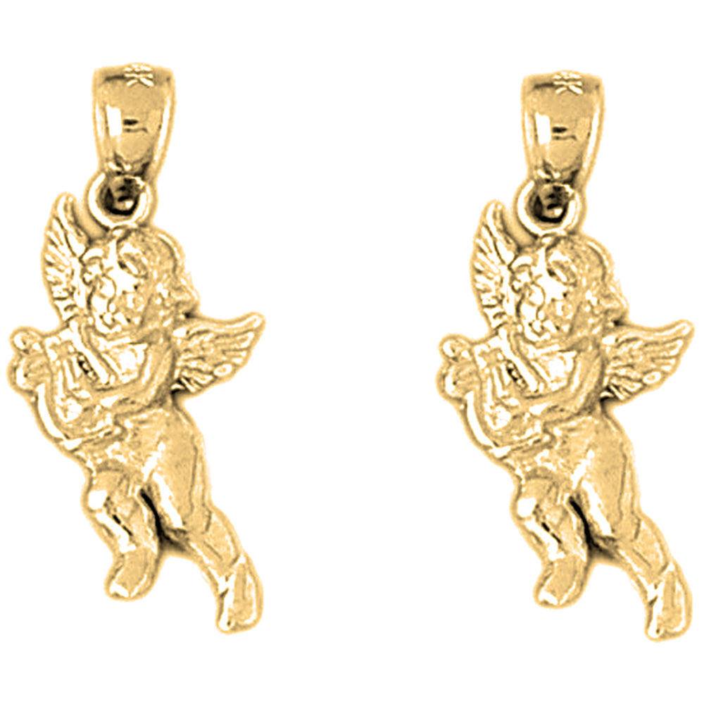 Yellow Gold-plated Silver 26mm Angel Earrings