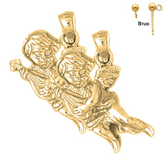 Sterling Silver 22mm Angel Earrings (White or Yellow Gold Plated)