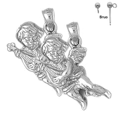Sterling Silver 22mm Angel Earrings (White or Yellow Gold Plated)