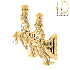 Sterling Silver 24mm Angel Earrings (White or Yellow Gold Plated)