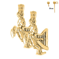 Sterling Silver 24mm Angel Earrings (White or Yellow Gold Plated)