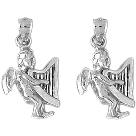 Sterling Silver 24mm Angel Earrings