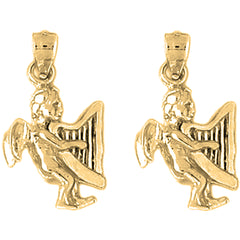 Yellow Gold-plated Silver 24mm Angel Earrings