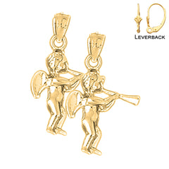 Sterling Silver 28mm Angel Earrings (White or Yellow Gold Plated)