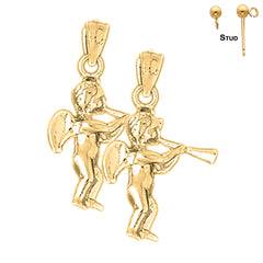 Sterling Silver 28mm Angel Earrings (White or Yellow Gold Plated)