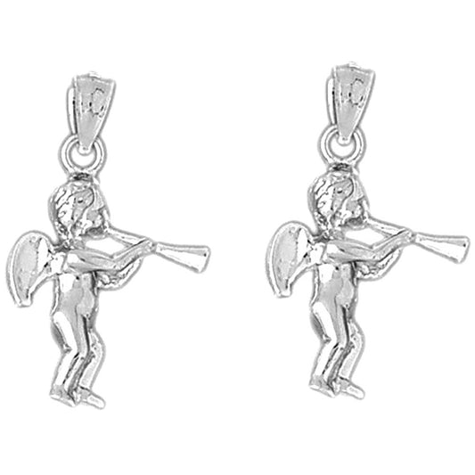 Sterling Silver 28mm Angel Earrings