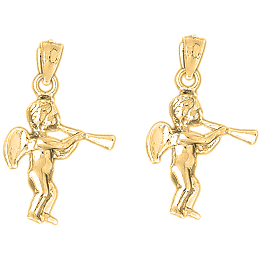 Yellow Gold-plated Silver 28mm Angel Earrings