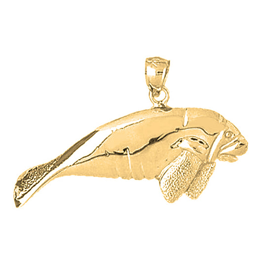 10K, 14K or 18K Gold Manatee Pendant