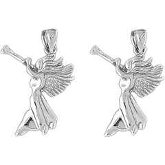 Sterling Silver 28mm Angel Earrings