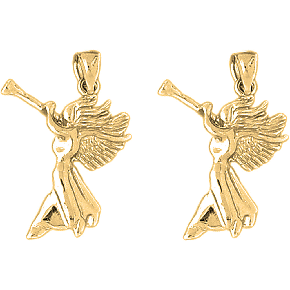 14K or 18K Gold 28mm Angel Earrings