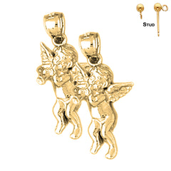 Sterling Silver 26mm Angel Earrings (White or Yellow Gold Plated)