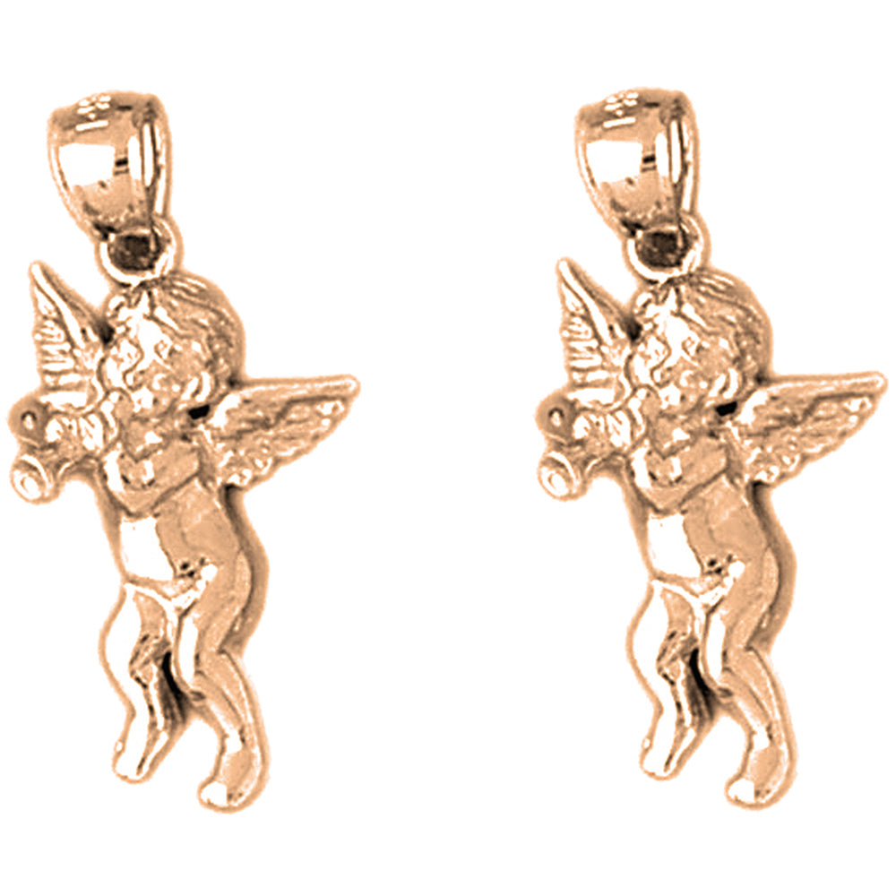 14K or 18K Gold 26mm Angel Earrings