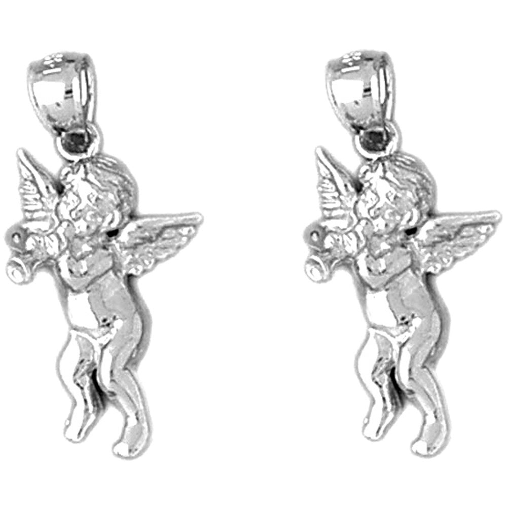 Sterling Silver 26mm Angel Earrings