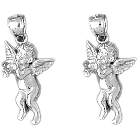 Sterling Silver 26mm Angel Earrings