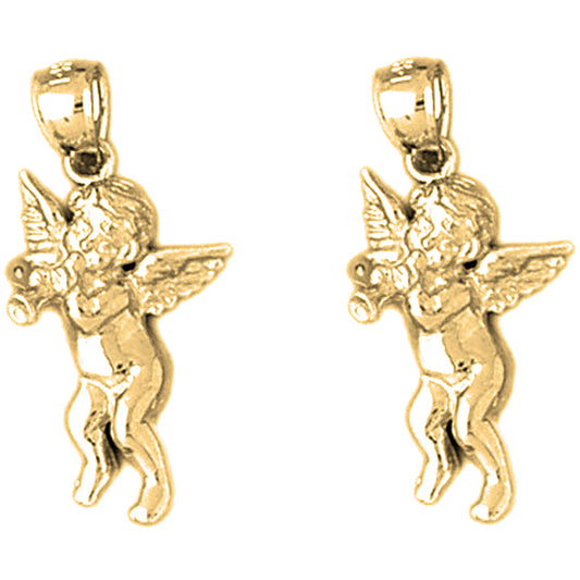 Yellow Gold-plated Silver 26mm Angel Earrings
