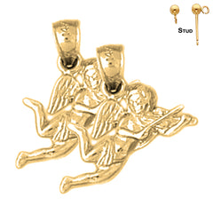 Sterling Silver 18mm Angel Earrings (White or Yellow Gold Plated)