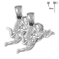 Sterling Silver 18mm Angel Earrings (White or Yellow Gold Plated)