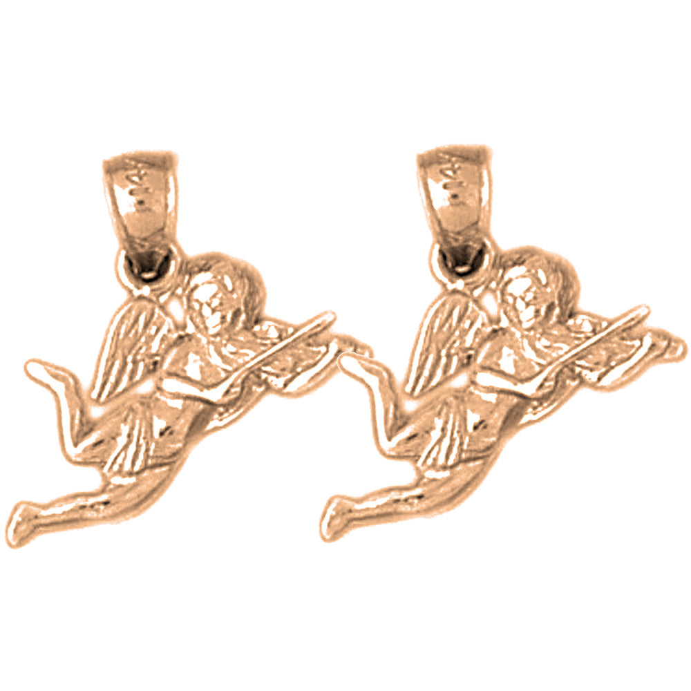 14K or 18K Gold 18mm Angel Earrings